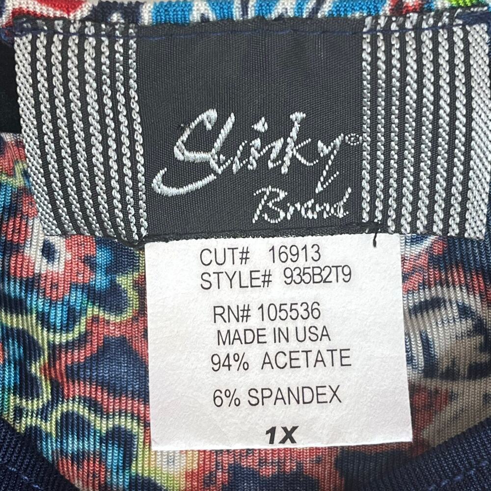 Slinky Brand Women Floral Asymmetric Blouse off the shoulders Crew neck Sz 1X - Picture 3 of 11